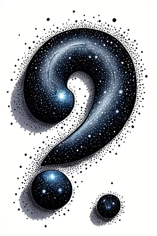 Question Mark word with universe tattoo design idea