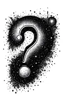 Question Mark word with universe tattoo design idea