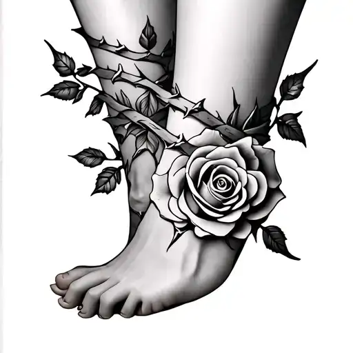 rose and thorns wrapped around ankle tattoo tattoo design idea