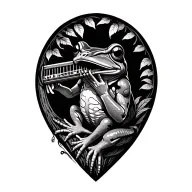 ayahuasca tree Kambo frog playing harmonica tattoo design idea