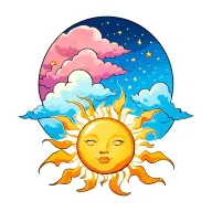 sun and clouds  tattoo design idea