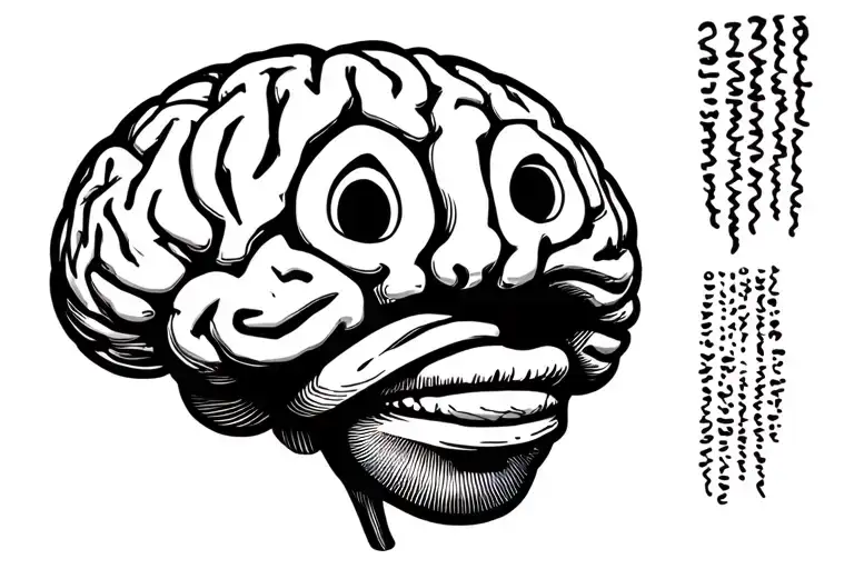 brain happy face tattoo design idea