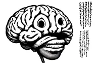 brain happy face tattoo design idea