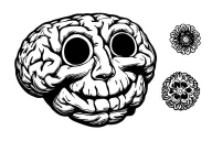 brain happy face tattoo design idea