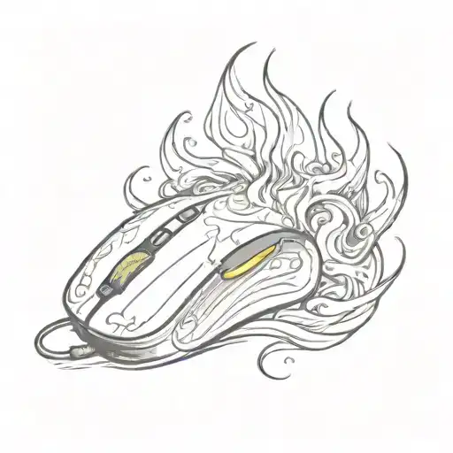 computer mouse design symbolizing fire flames tattoo design idea