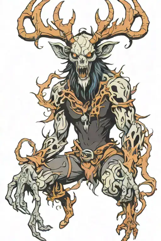 Wendigo half sleeve tattoo design idea