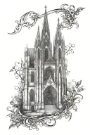 gothic cathedral scene tattoo design idea