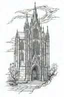 gothic cathedral scene tattoo design idea
