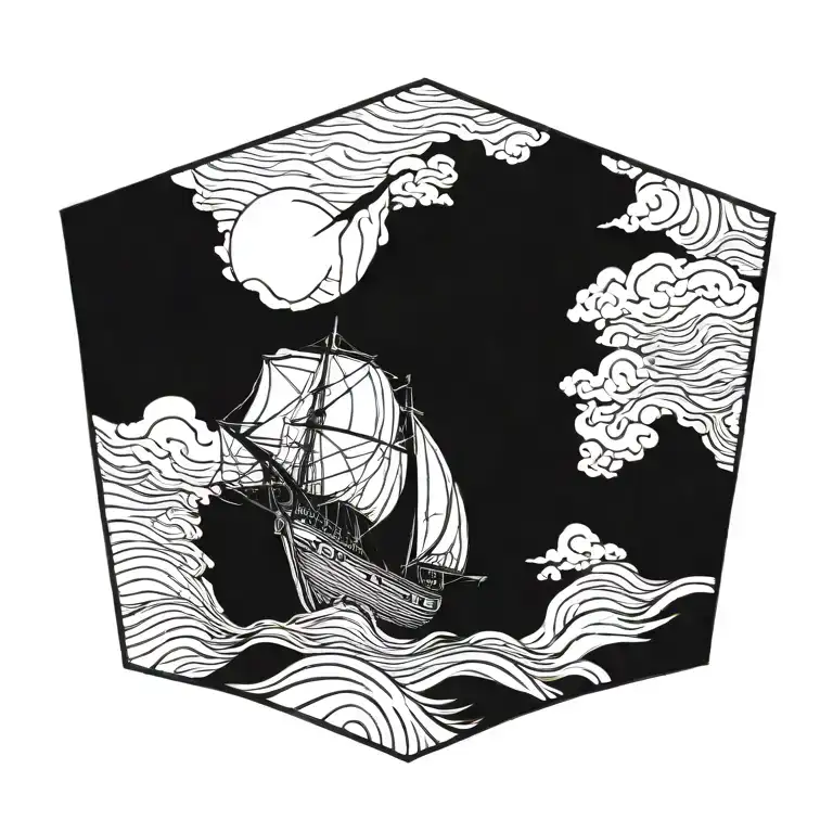 boat 18th century tattoo design idea