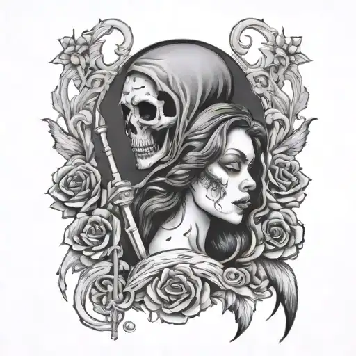 death and the maiden tattoo design idea