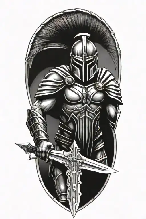 spartan warrior wielding a sword tattoo design idea