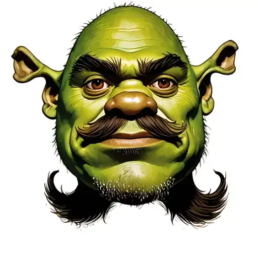 Shrek with a mustache and sigma tattoo design idea