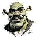Shrek with a mustache and sigma tattoo design idea