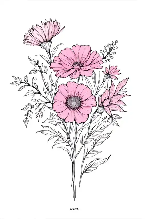 birth flowers february, march, and august birth flower tattoo design idea