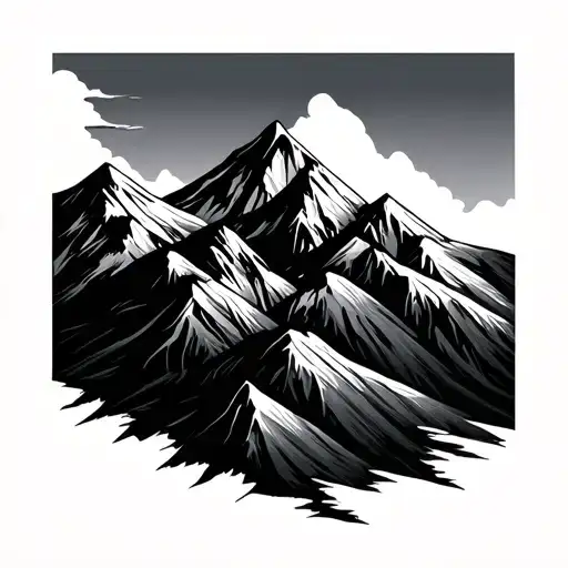 Simple Minimal Abstract mountain range tattoo design idea