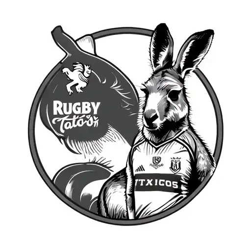 kangaroo wearing a british lions rugby jersey tattoo design idea