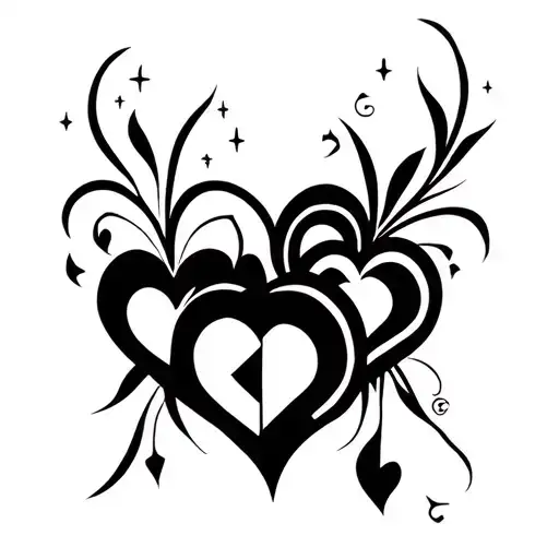 three hearts filled with I, G and F tattoo design idea