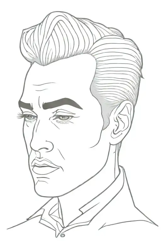 no 5 with an elvis quiff at the top of the 5 tattoo design idea