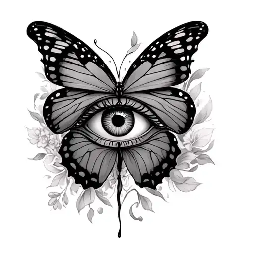 Butterfly with all seeing eye in the center tattoo design idea