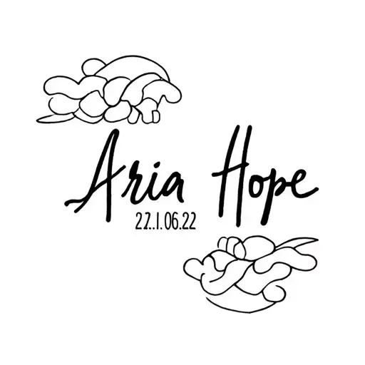 samoa design inspired tattoo featuring name Aria Hope 21.06.22 tattoo design idea
