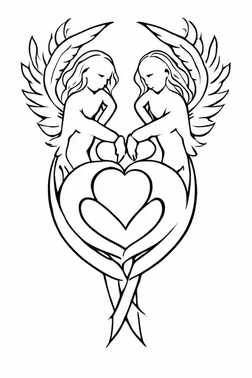 Motherhood, strength, claddagh ring, valkyrie warrior woman, two children tattoo design idea