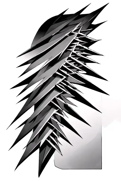 Geometric spikes going down spine tattoo design idea