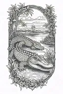 bayou with alligator tattoo design idea