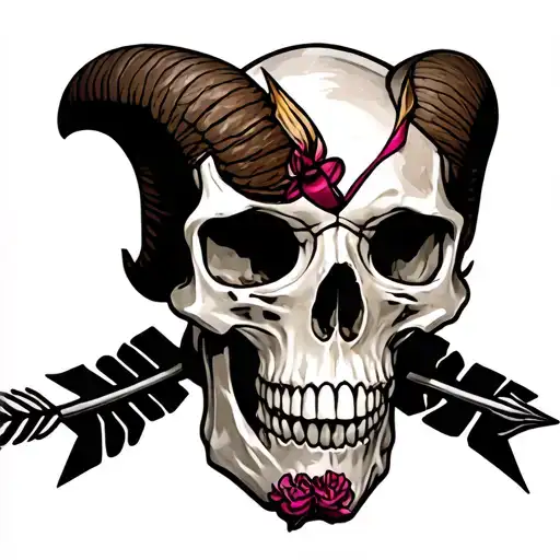 aries skull Sagittarius arrow Cancer ribbon tattoo design idea