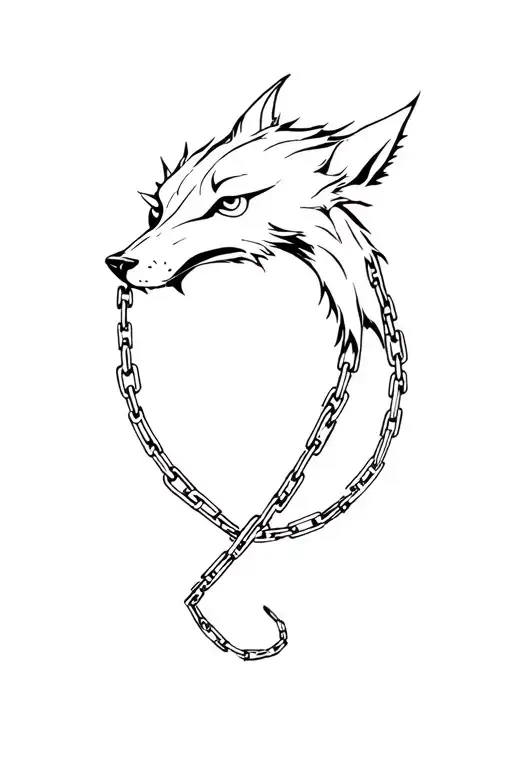 Fenrir breaking chains tattoo design idea