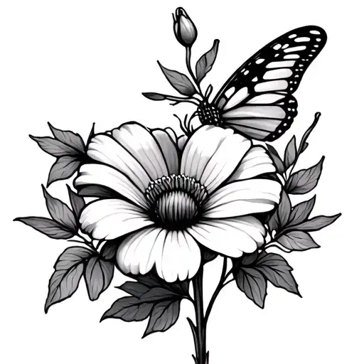 tattoo incorporates mays birth flower julys birth flower august birth flower December birth flower also butterfly tattoo design idea
