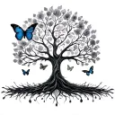 Tree of life peace freedom and inspiration with butterflies tattoo design idea