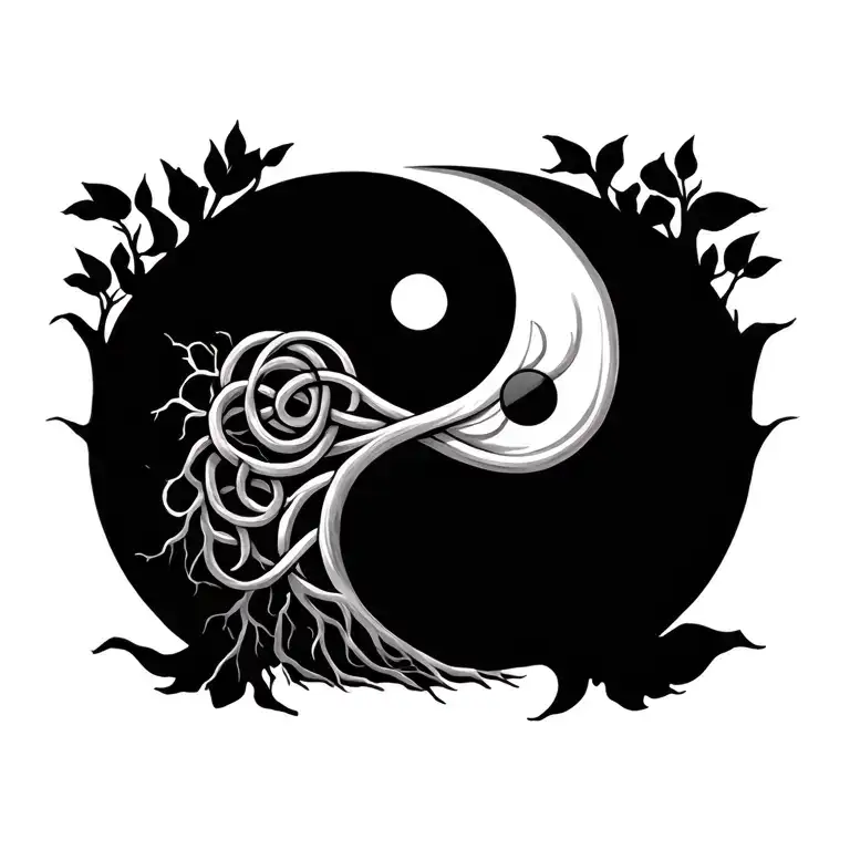 infine knot, tree of life, ying yang circle, infinity, roots tattoo design idea