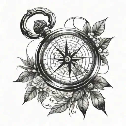 An AI-inspired compass guiding a runner through nature tattoo design idea