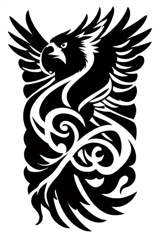 eagle intertwined tattoo design idea