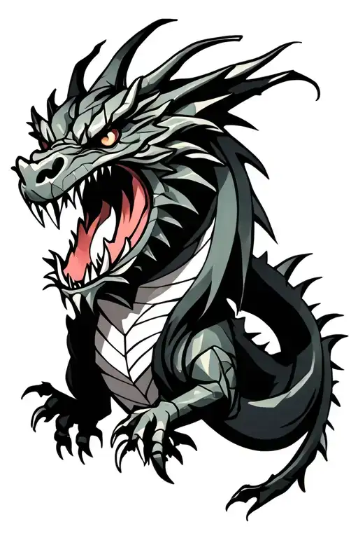 dragon roaring fiercely sad and angry tattoo design idea