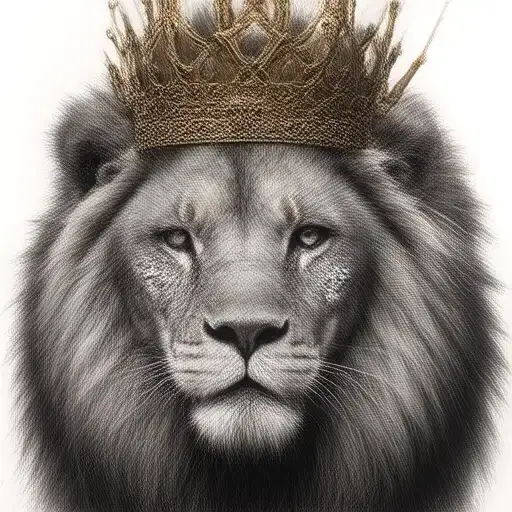 lion wearing a crown that has a Star of David in its eye tattoo design idea