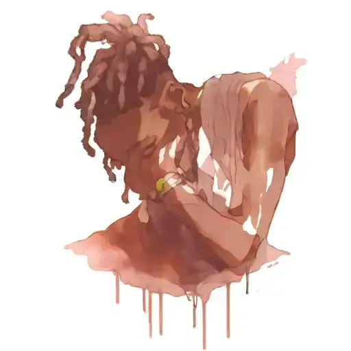 emo,depression,darkness,lonely,suicidal,sad,dark skinned male,dyed short dreads fully hiding face,teens,no tattoos,skinn tattoo design idea