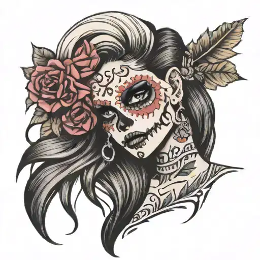 day of the dead marauder woman tattoo design idea