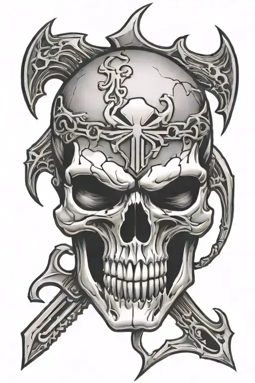 punisher skull with spartan tattoo design idea