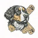 a paw print shape with picture of Bernese mountain dog in it  tattoo design idea