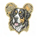 a paw print shape with picture of Bernese mountain dog in it  tattoo design idea