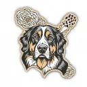 a paw print shape with picture of Bernese mountain dog in it  tattoo design idea