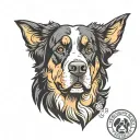 a paw print shape with picture of Bernese mountain dog in it  tattoo design idea