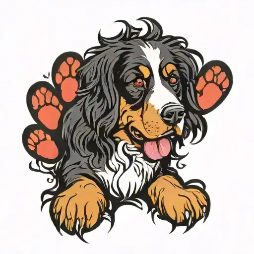 Bernese mountain dog paw print tattoo design idea