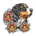 Bernese mountain dog paw print tattoo design idea