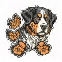 Bernese mountain dog paw print tattoo design idea