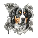 Bernese mountain dog inside of paw print tattoo design idea