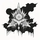 design me a punky tattoo with cybersigilism. i like spikes, animals, stars and memes. the tattoo should look soft and li tattoo design idea