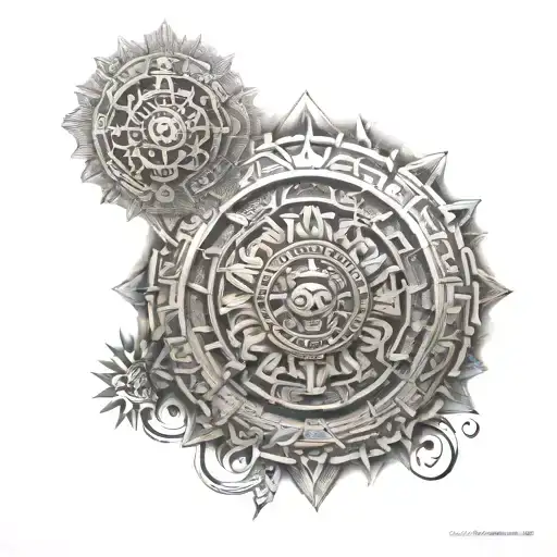 aztec calendar tattoo design idea