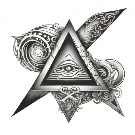 tattoo representing a light above "higher being" and below a cross, a pyramid, the past infinity and tattoo design idea